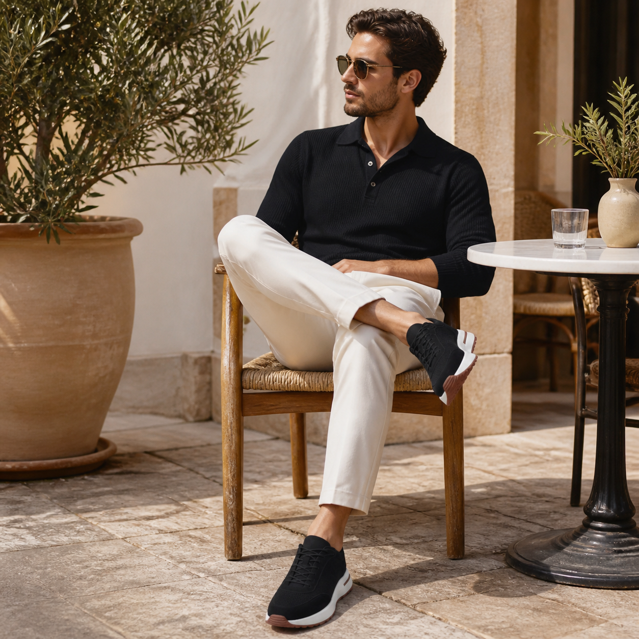 Bruce & Co Orvessa black runner sneakers cafe editorial