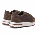 Bruce & Co Orvessa brown mesh sneakers pair rear view on pure white