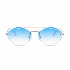Bruce & Co TANGIER gold frame azure lens front view on pure white