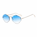 Bruce & Co TANGIER gold frame azure lens angled view on pure white