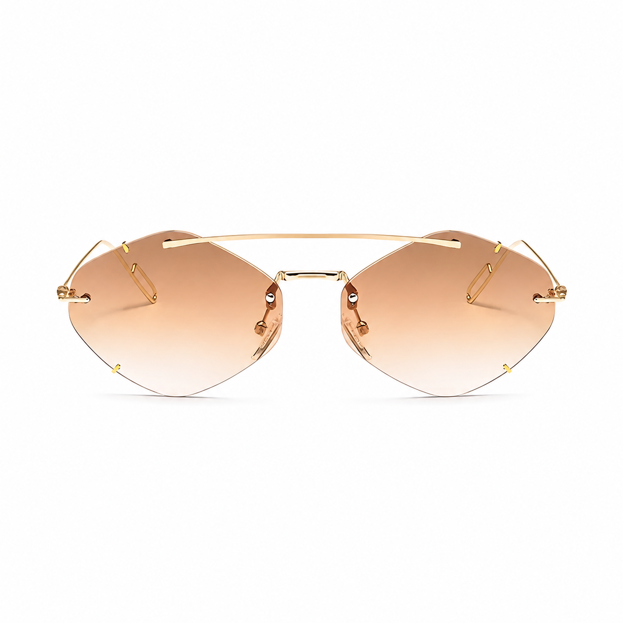 Bruce & Co TANGIER gold frame rose fade lens front view on pure white