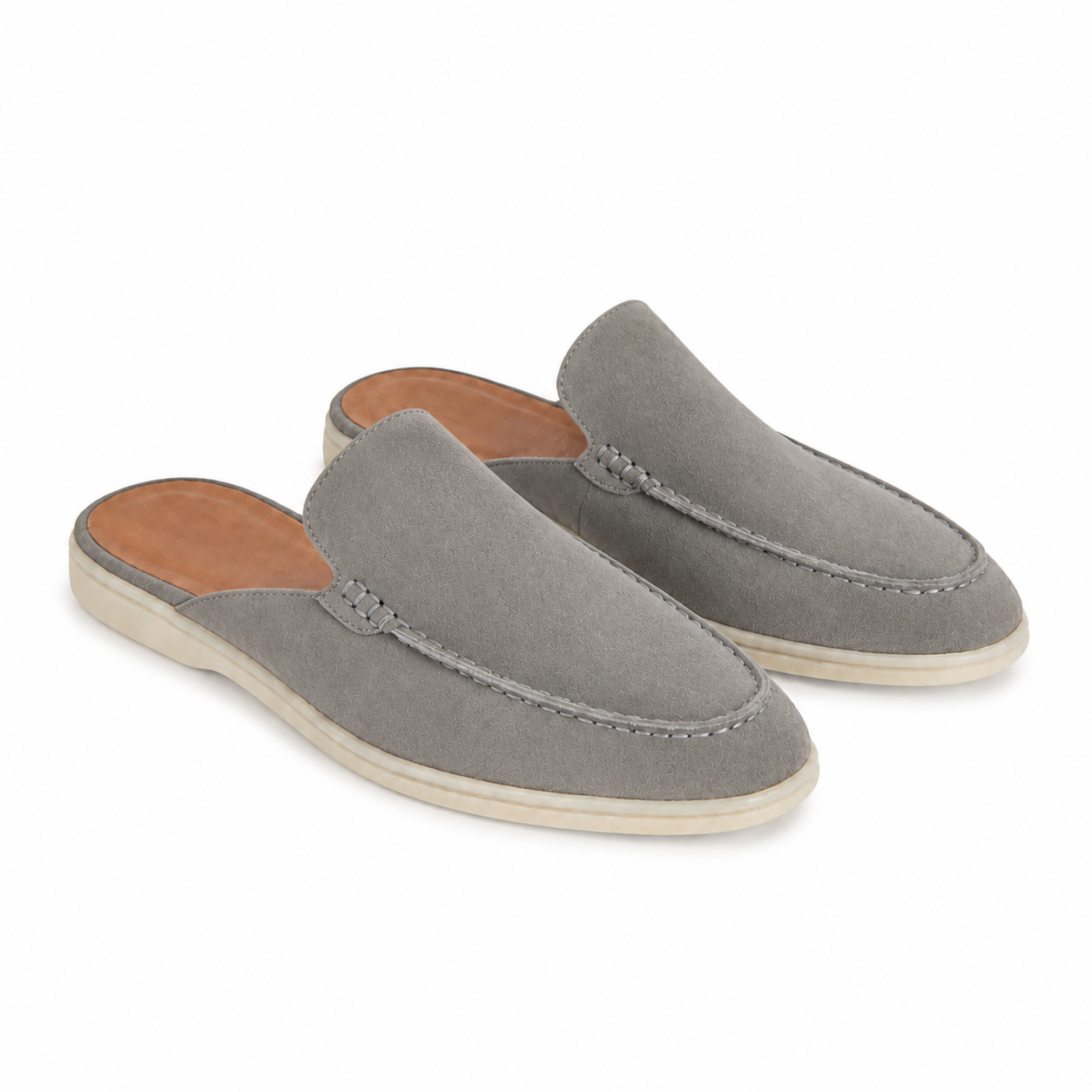 Men's Grey Open-Back Moc-Toe Loafers – Bruce & Co Vellaro – image 1