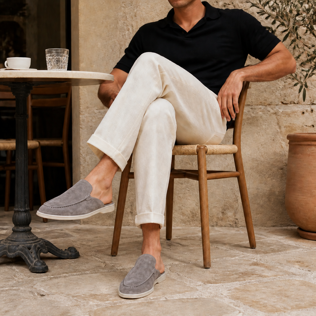 Men's Grey Open-Back Moc-Toe Loafers – Bruce & Co Vellaro – image 7