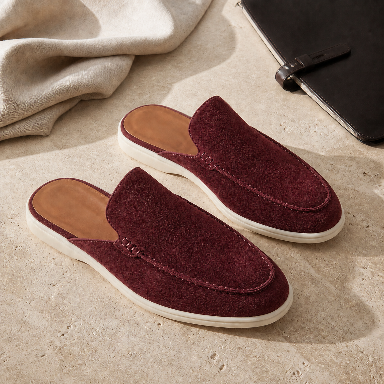 Men's Maroon Open-Back Moc-Toe Loafers – Bruce & Co Vellaro – image 6