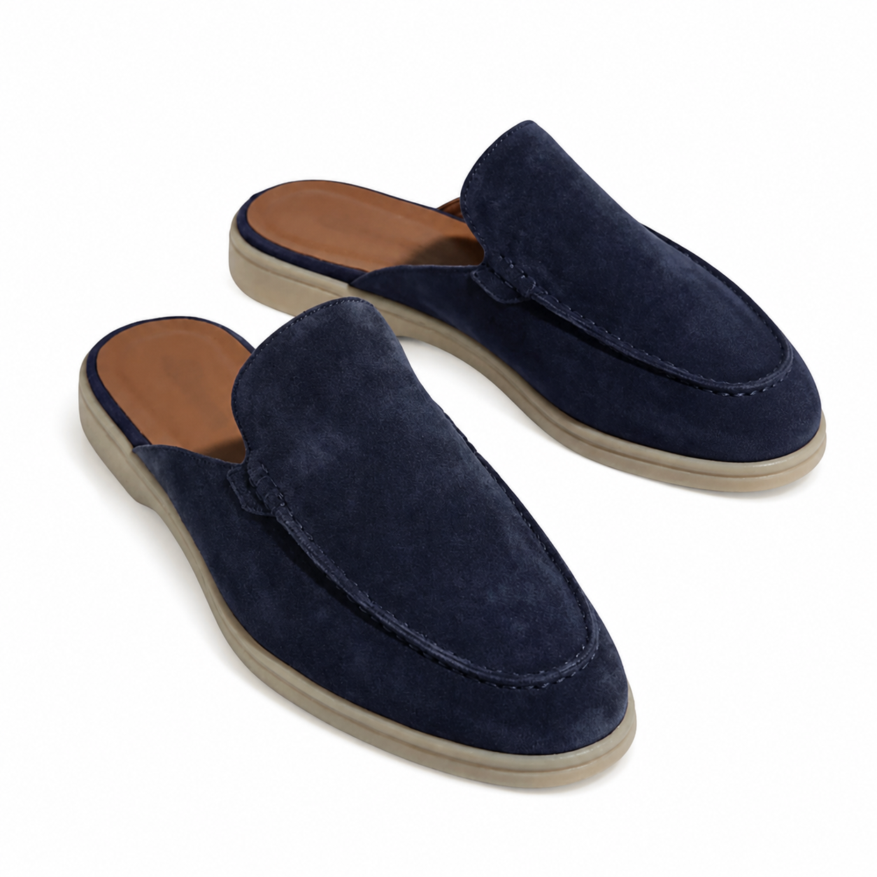 Men's Navy Open-Back Moc-Toe Loafers – Bruce & Co Vellaro – image 2