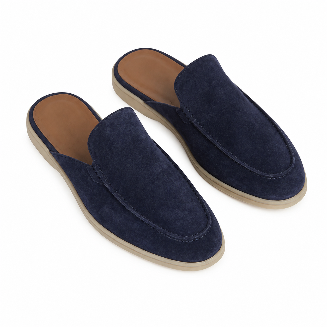 Men's Navy Open-Back Moc-Toe Loafers – Bruce & Co Vellaro – image 3