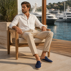 Men's Navy Open-Back Moc-Toe Loafers – Bruce & Co Vellaro – image 7
