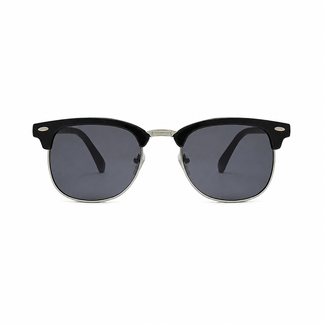 Bruce & Co VIENNA black frame grey polarized lens front view on pure white