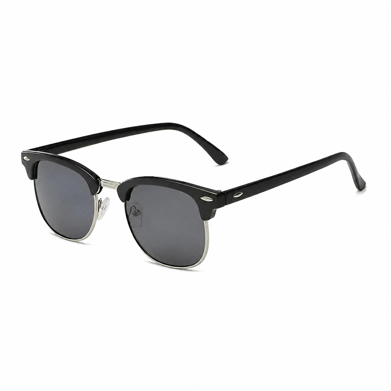 Bruce & Co VIENNA black frame grey polarized lens angled view on pure white
