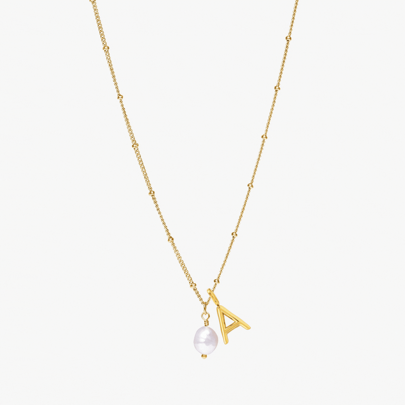Bruce & Co Initial & Pearl Necklace