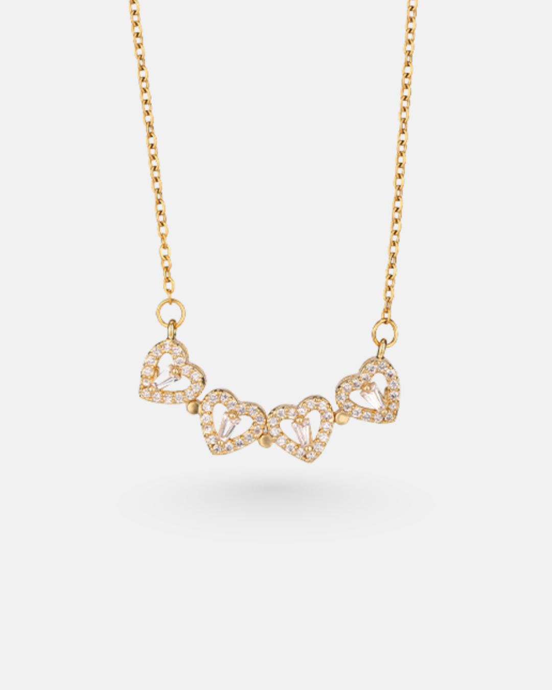 Bruce & Co Lucky Hearts – Convertible Clover and Four Hearts Necklace, Gold-Tone