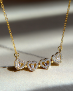 Bruce & Co Lucky Hearts – Convertible Clover and Four Hearts Necklace, Gold-Tone