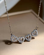 Bruce & Co Lucky Hearts – Convertible Clover and Four Hearts Necklace, Silver-Tone