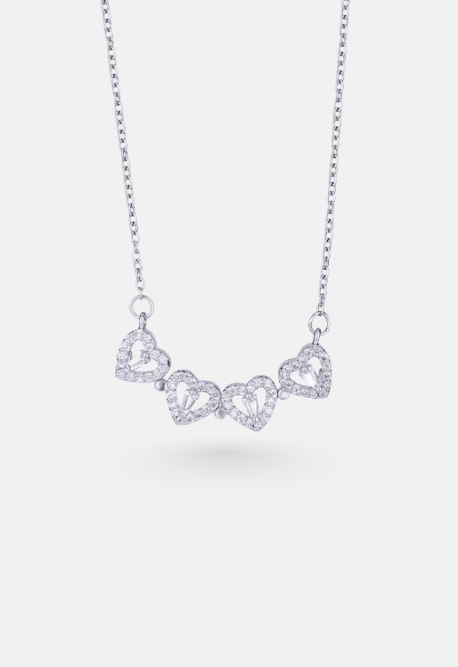 Bruce & Co Lucky Hearts – Convertible Clover and Four Hearts Necklace, Silver-Tone