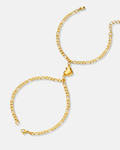Bruce & Co Magnetic Heart Cuban Chain Bracelet Set, 2 Pieces, Gold-Tone