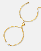 Bruce & Co Magnetic Heart Cuban Chain Bracelet Set, 2 Pieces, Gold-Tone