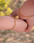 Bruce & Co Magnetic Heart Cuban Chain Bracelet Set, 2 Pieces, Gold-Tone
