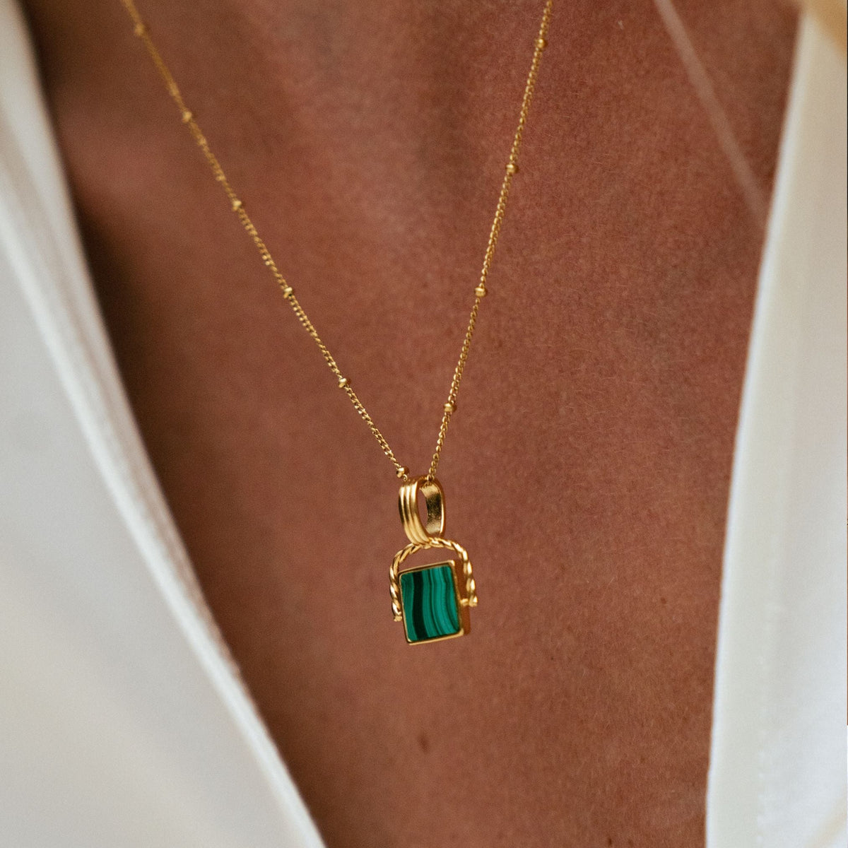 Bruce & Co Green Malachite Pendant Necklace, 45 cm