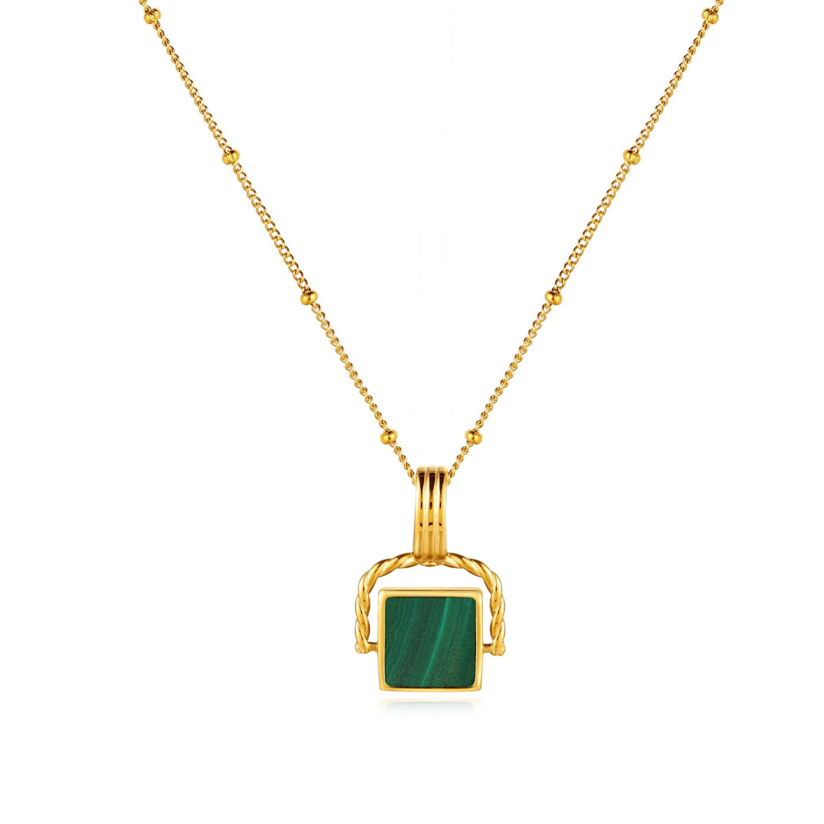 Bruce & Co Green Malachite Pendant Necklace, 45 cm