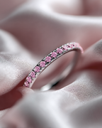 Bruce & Co Mar Rosa – Light Pink Zircon Stone Band Ring, Stainless Steel