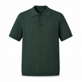 Maredane green rib-knit cotton polo on white studio background