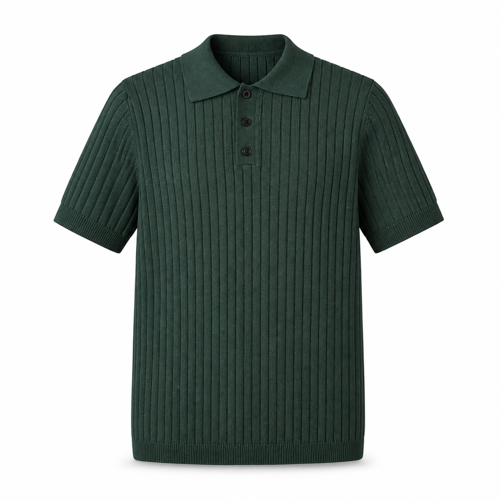 Maredane green rib-knit cotton polo on white studio background