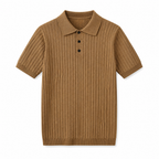 Maredane light brown rib-knit cotton polo on white studio background