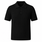 Maredane black rib-knit cotton polo on white studio background