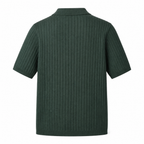 Maredane green rib-knit cotton polo back view on white studio background
