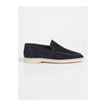 Marivon men's navy suede apron-toe loafer, clean side profile on white