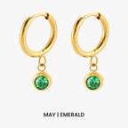 Bruce & Co Birthstone Color CZ Charm Hoop Earrings