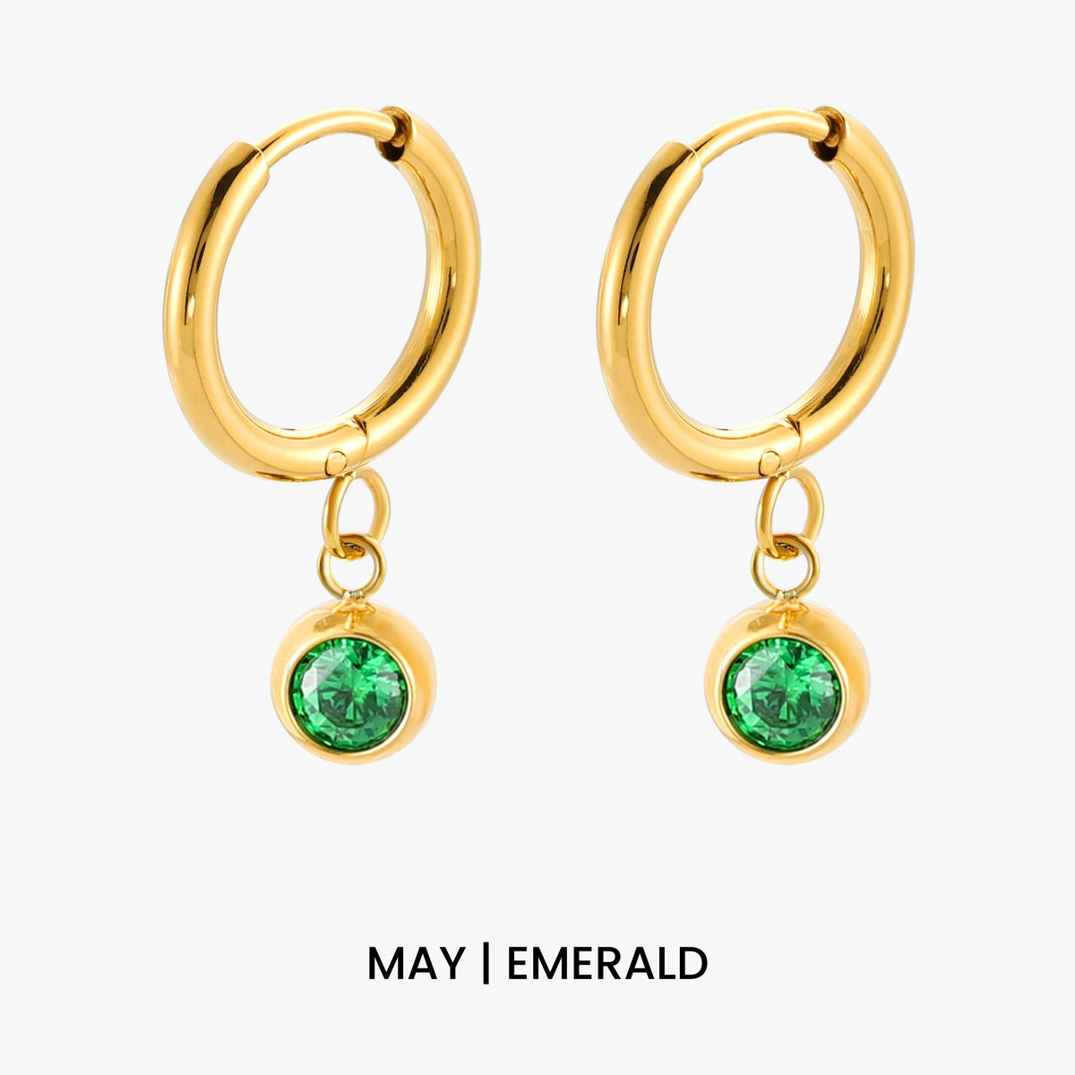 Bruce & Co Birthstone Color CZ Charm Hoop Earrings