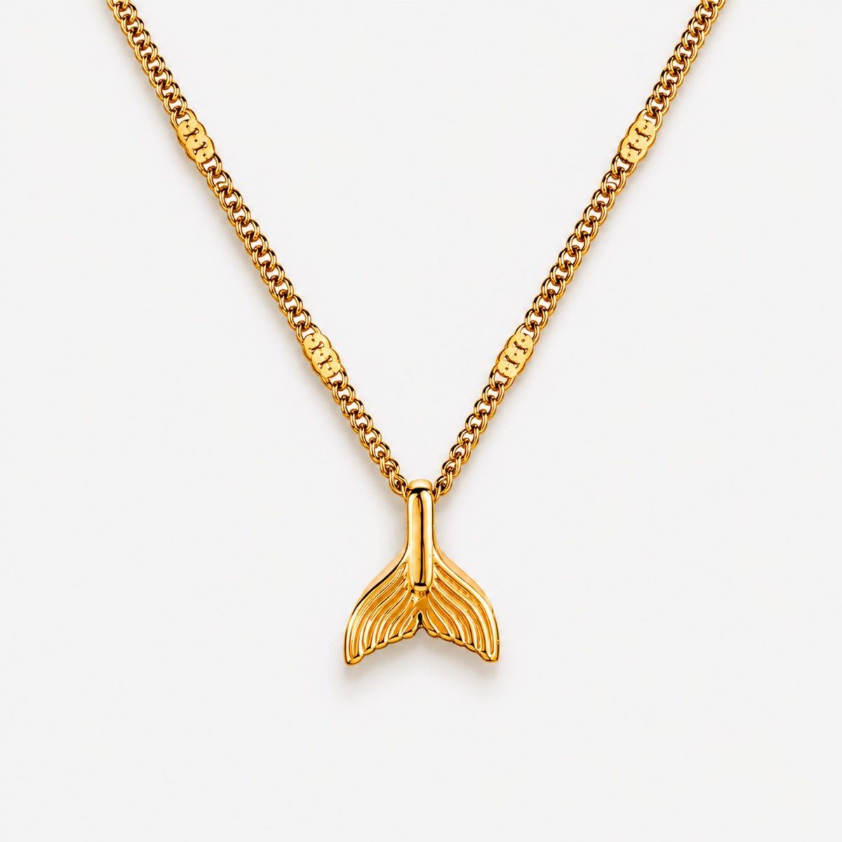 Bruce & Co Mermaid Tail Pendant Necklace, 18K Gold PVD Steel
