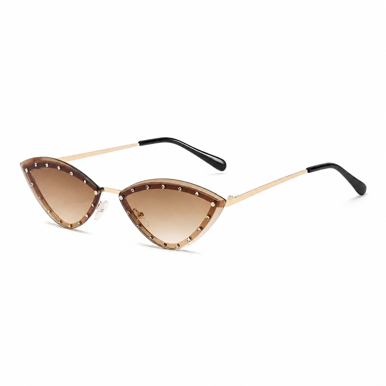 MILANO champagne cat-eye polarized sunglasses diagonal view on pure white