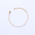 Bruce & Co Mini Pearl Chain Bracelet, 15–18 cm, Gold PVD Steel