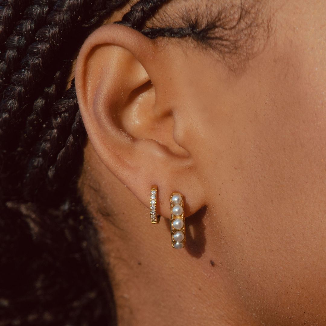 Bruce & Co Mother-of-Pearl Half-Hoop Earrings, 18 mm