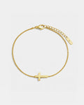 Bruce & Co Minimal Cross Chain Bracelet, 18K Gold-Plated Steel
