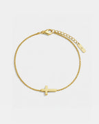 Bruce & Co Minimal Cross Chain Bracelet, 18K Gold-Plated Steel