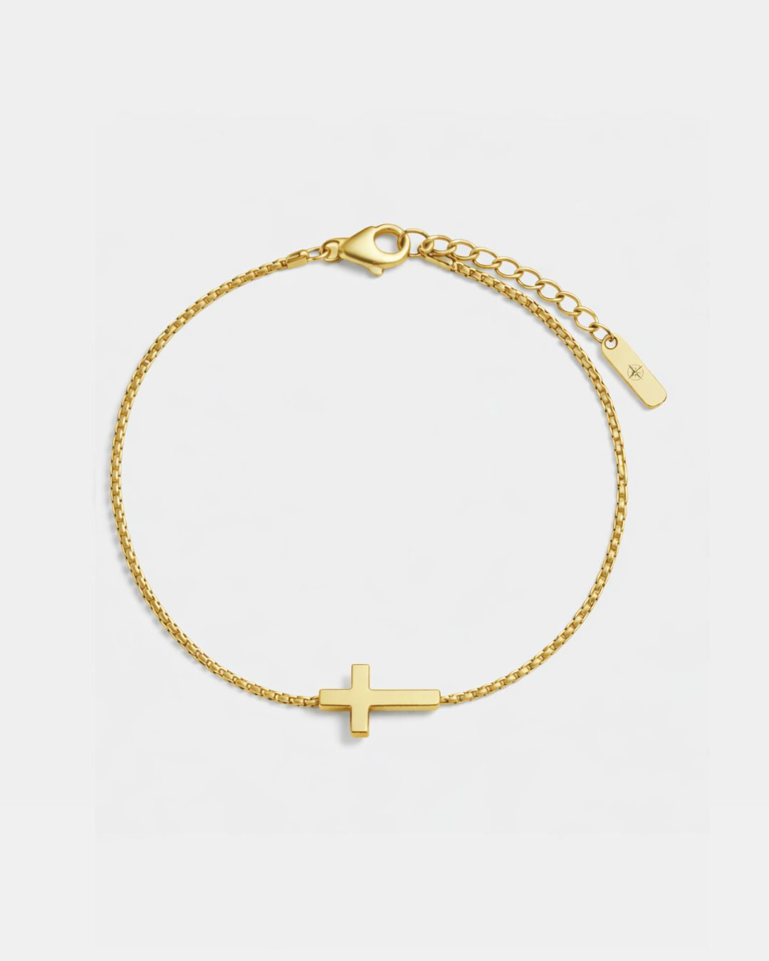Bruce & Co Minimal Cross Chain Bracelet, 18K Gold-Plated Steel