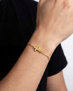 Bruce & Co Minimal Cross Chain Bracelet, 18K Gold-Plated Steel