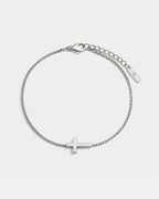 Bruce & Co Minimal Cross Chain Bracelet, Silver-Plated Steel