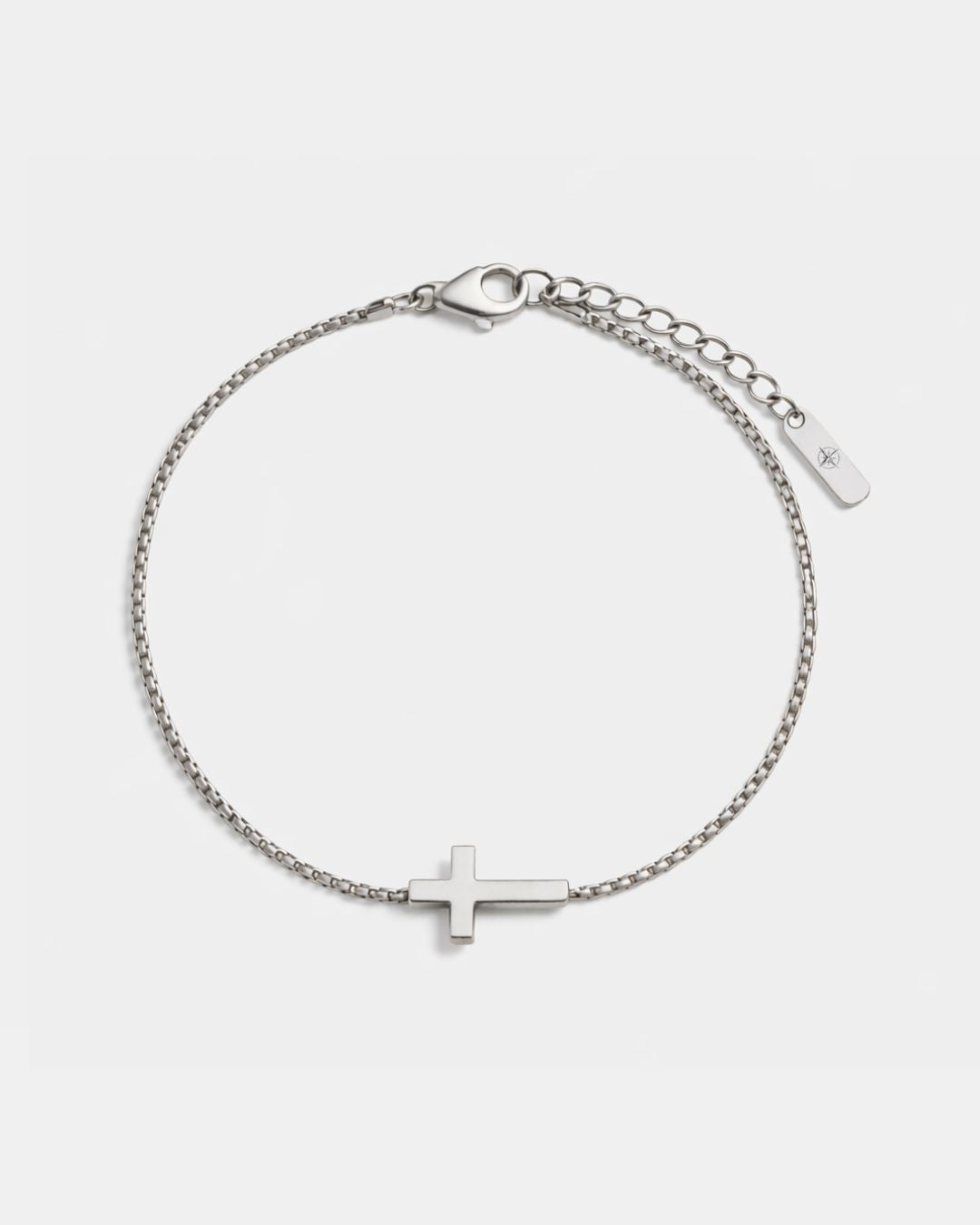 Bruce & Co Minimal Cross Chain Bracelet, Silver-Plated Steel