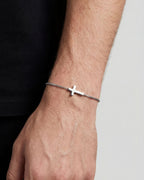 Bruce & Co Minimal Cross Chain Bracelet, Silver-Plated Steel