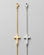 Bruce & Co Minimal Cross Chain Bracelet, Silver-Plated Steel