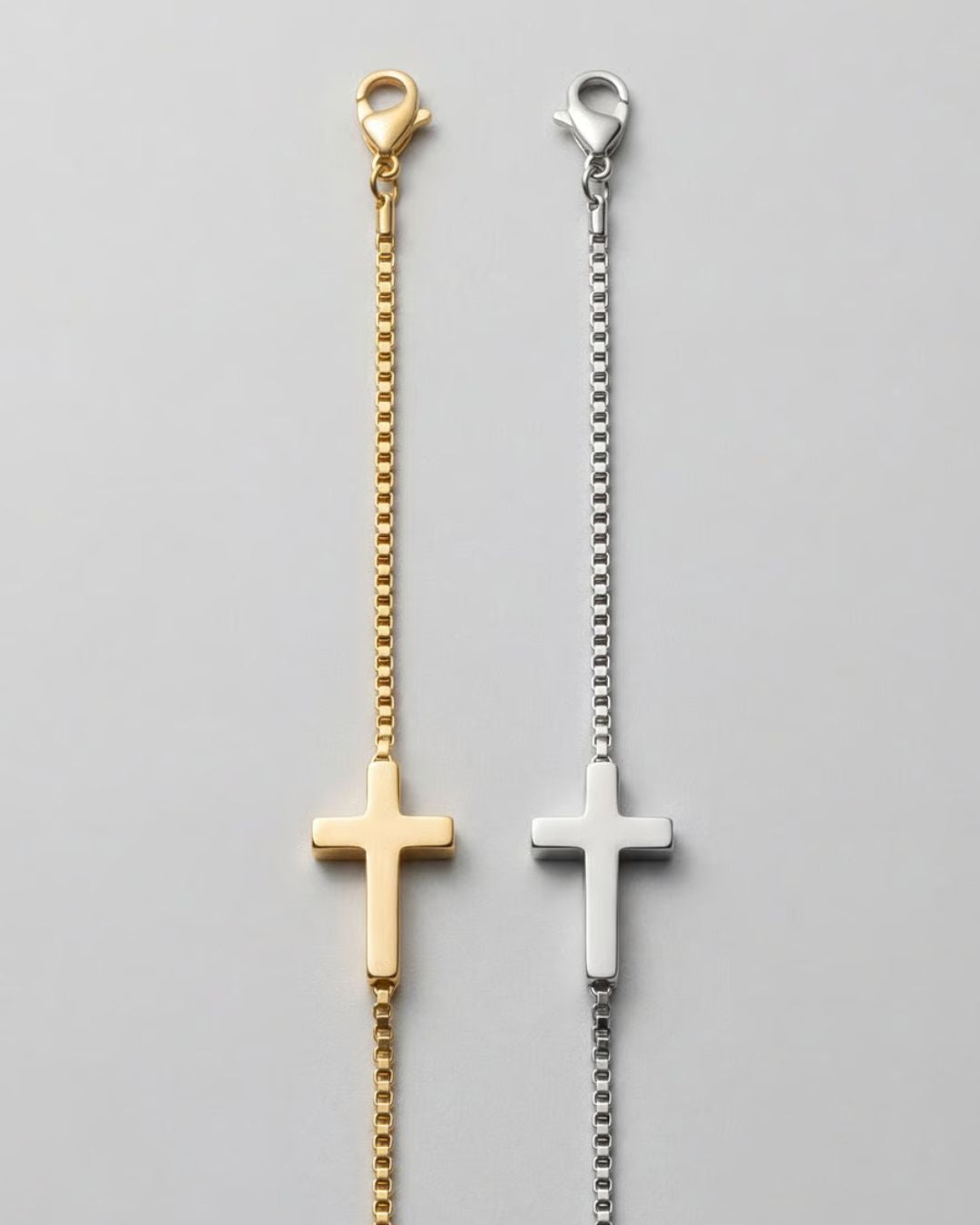 Bruce & Co Minimal Cross Chain Bracelet, Silver-Plated Steel