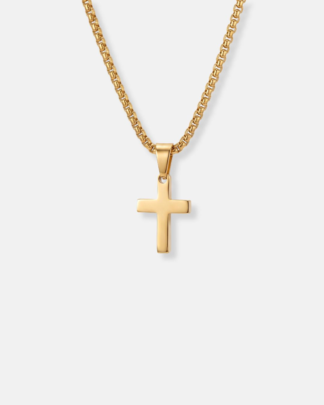 Bruce & Co Minimal Cross Pendant Necklace, 18K Gold-Plated Steel