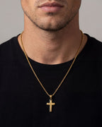 Bruce & Co Minimal Cross Pendant Necklace, 18K Gold-Plated Steel