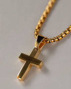 Bruce & Co Minimal Cross Pendant Necklace, 18K Gold-Plated Steel