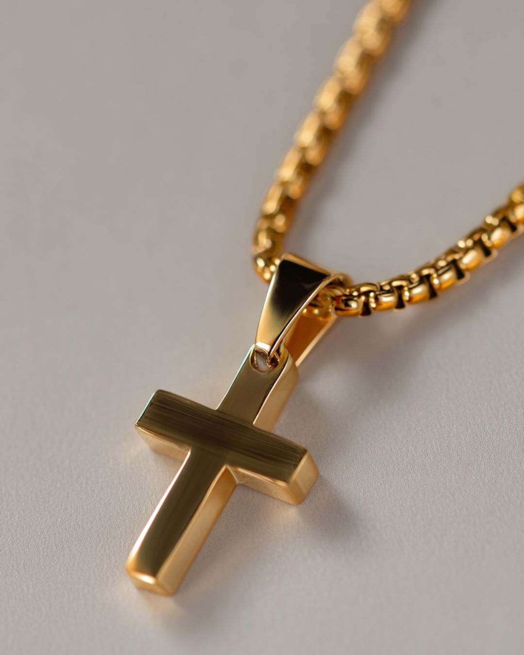 Bruce & Co Minimal Cross Pendant Necklace, 18K Gold-Plated Steel