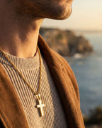 Bruce & Co Minimal Cross Pendant Necklace, 18K Gold-Plated Steel